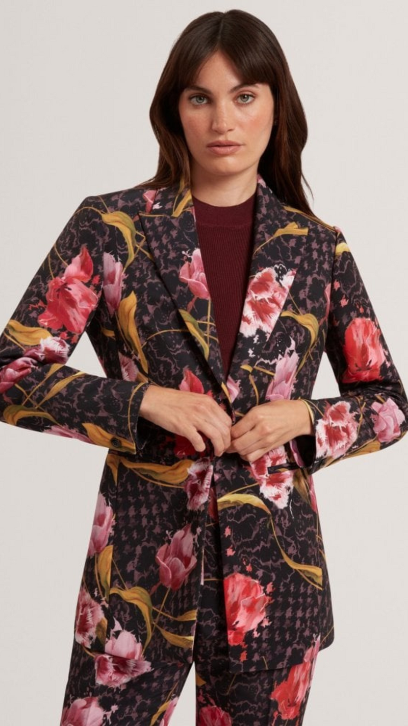 Kwarit Rose Print Hourglass Tailored Slim Leg Trouser