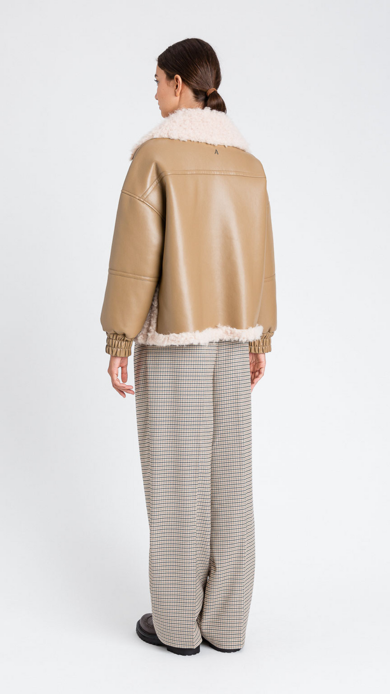 Coated Jacket with Faux Sherling