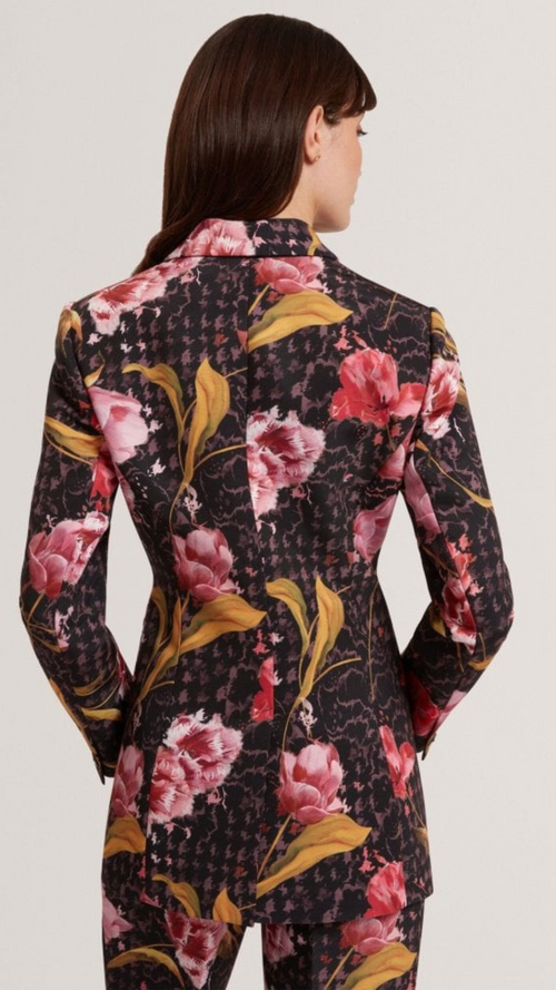 Kwari -Rose Print Hourglass Tailored Blazer