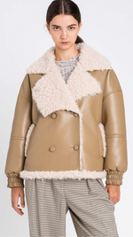 Coated Jacket with Faux Sherling