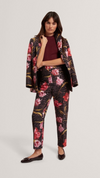 Kwari -Rose Print Hourglass Tailored Blazer
