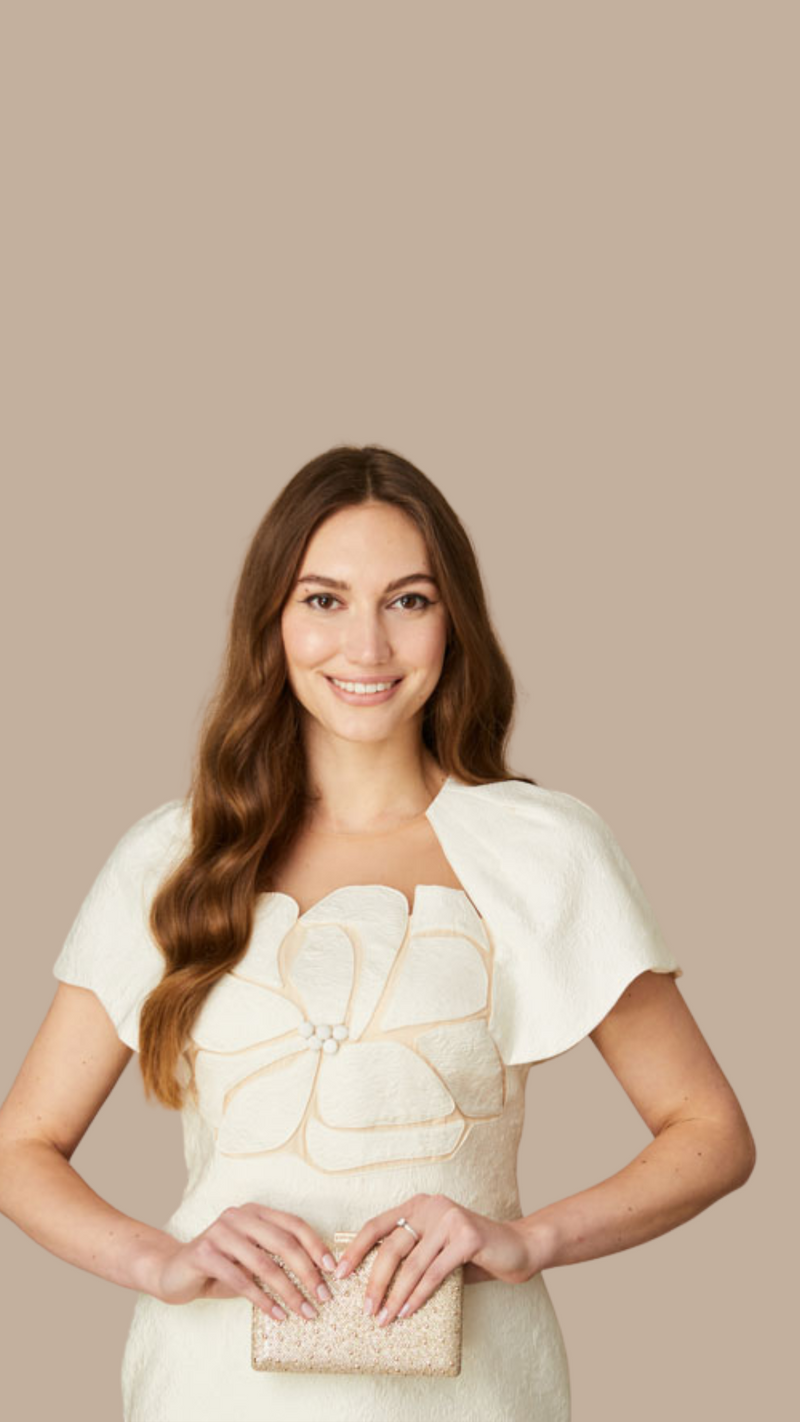 Chloe- Flower Dress with Mesh Neckline