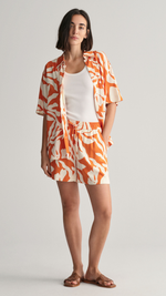 Relaxed Fit Palm Print Short Sleeve Shirt