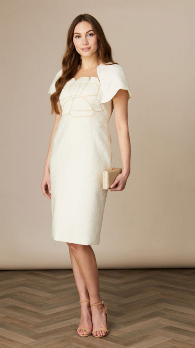 Chloe- Flower Dress with Mesh Neckline