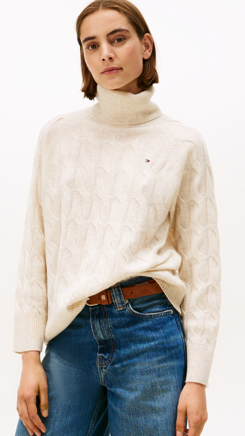 Cable Knit Soft Wool Relaxed Jumper