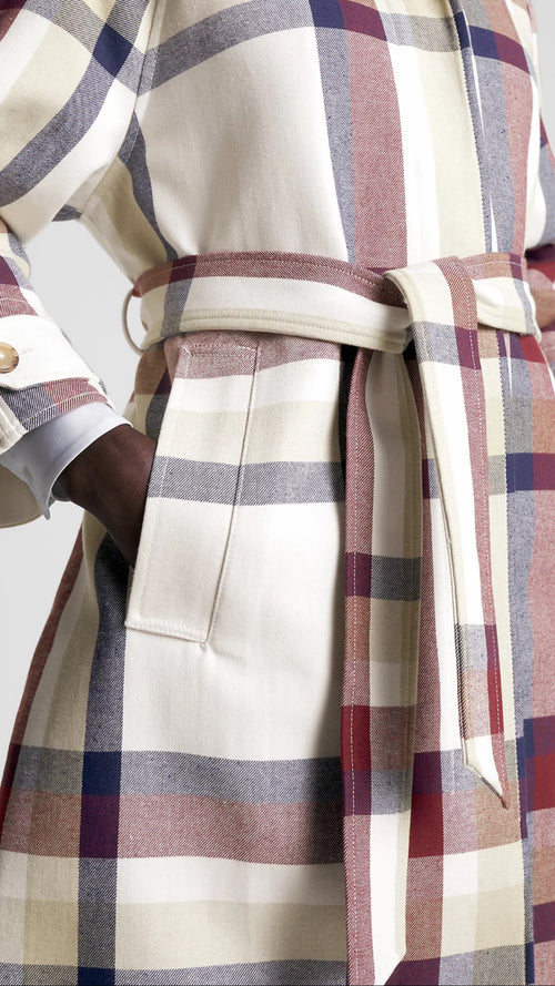 Tommy Hilfiger Check Relaxed Fit Trench Coat