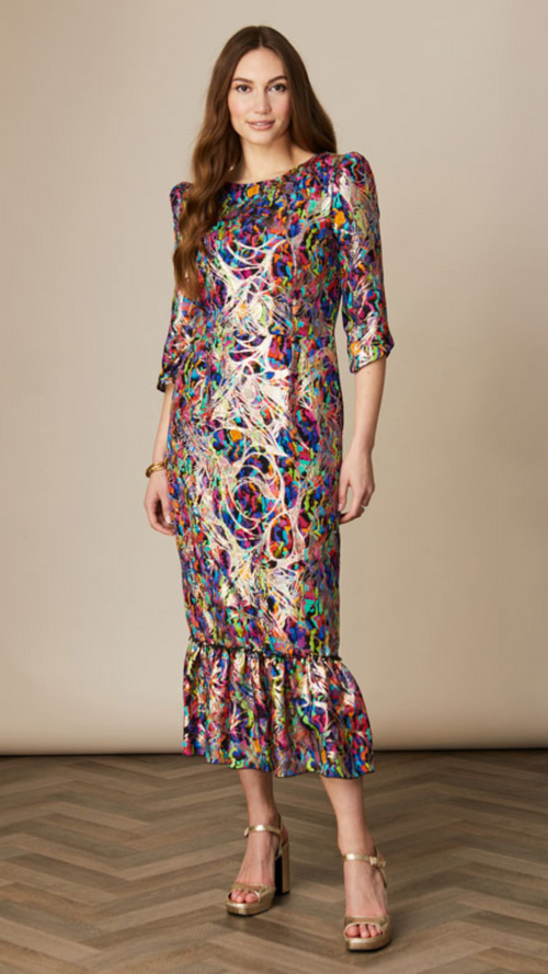 Maria – Puff Sleeve Lurex Dress