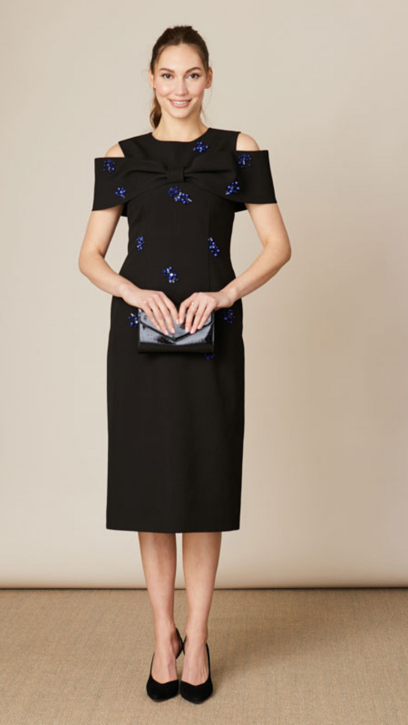 Pheobe- Bow Shoulder Beaded Dress