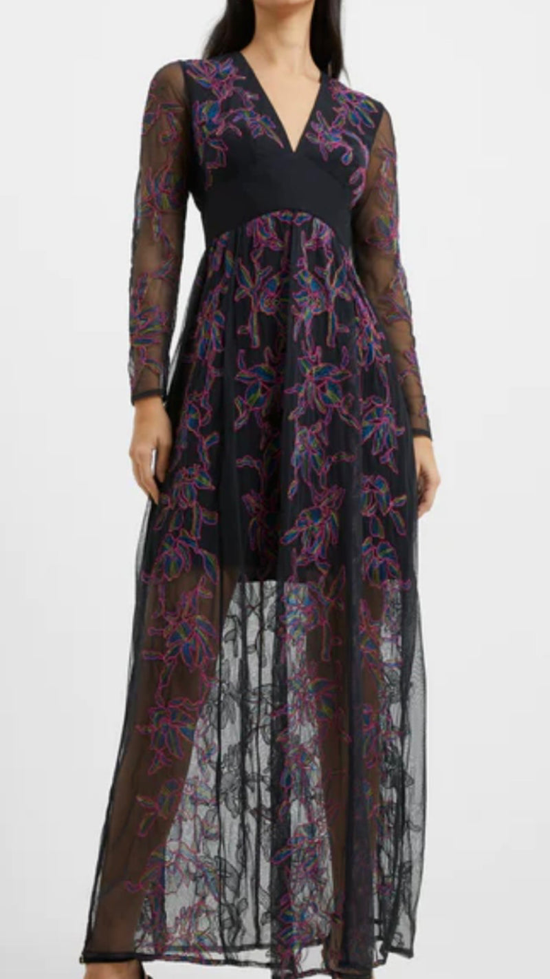 French Connection Emilia Embroidered Maxi Dress