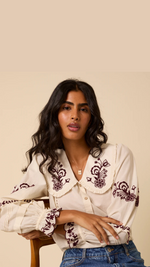 White Floral Embroidered Blouse