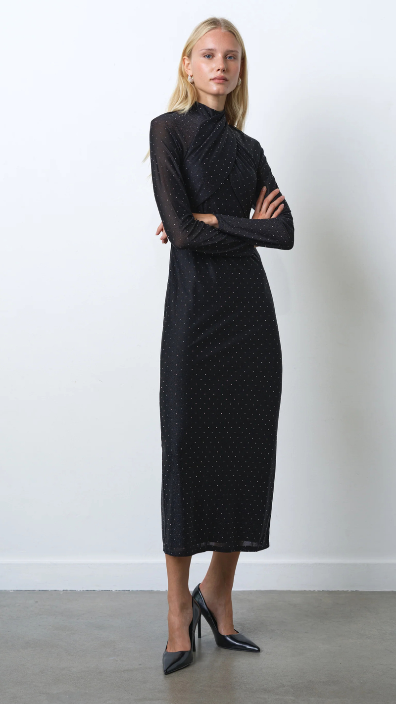 Shosana Hotfix Diamante Wrapover Midi Dress