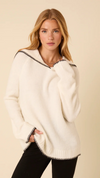White Sailor Collar Relaxed Jumper
