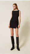 Short crêpe cady dress with bow