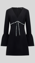 Azra Twill Diamante Bow Dress
