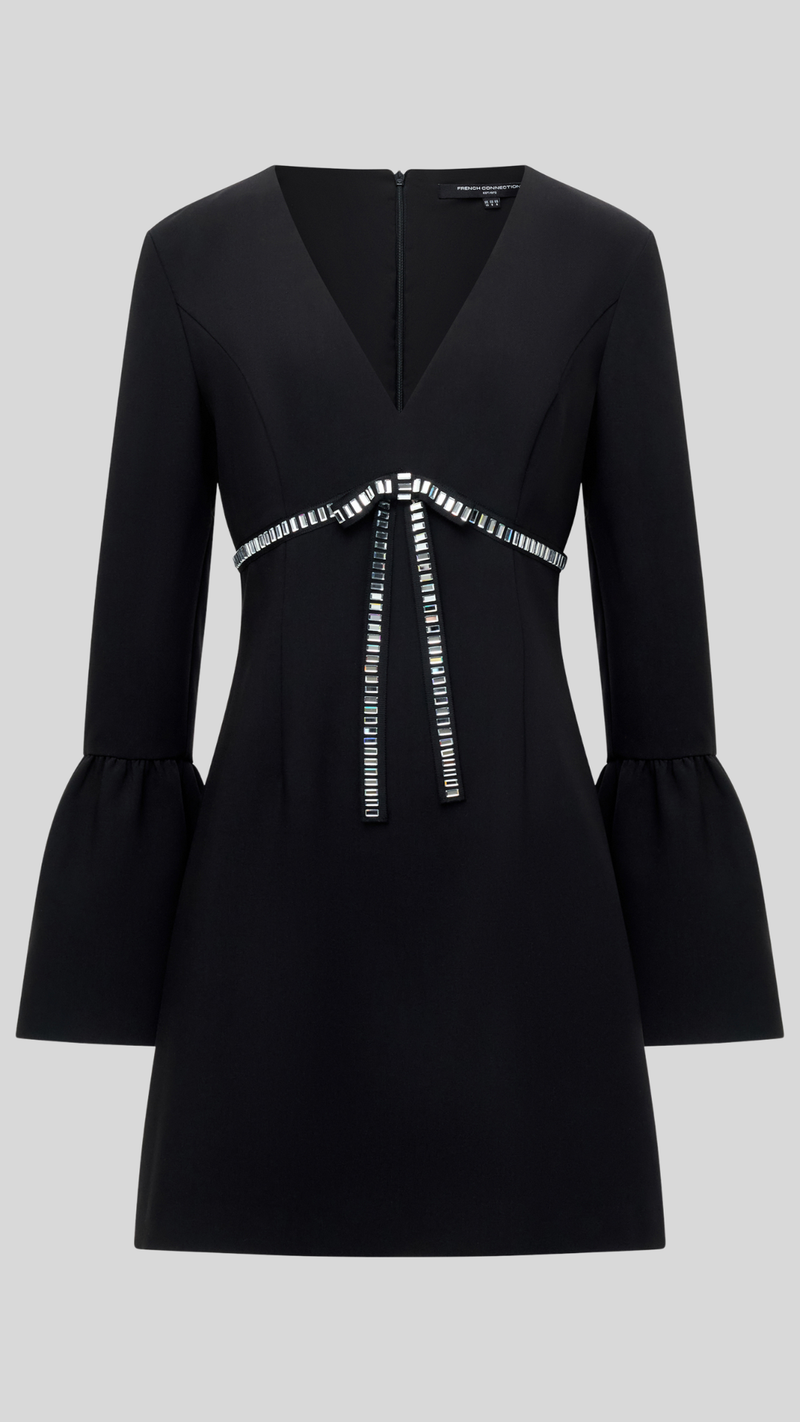 Azra Twill Diamante Bow Dress