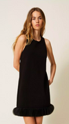 Short knit dress with organza