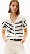 Cotton Jersey Gold Button Cardigan