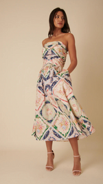 Abstract Floral Bandeau Felicity Midi Dress