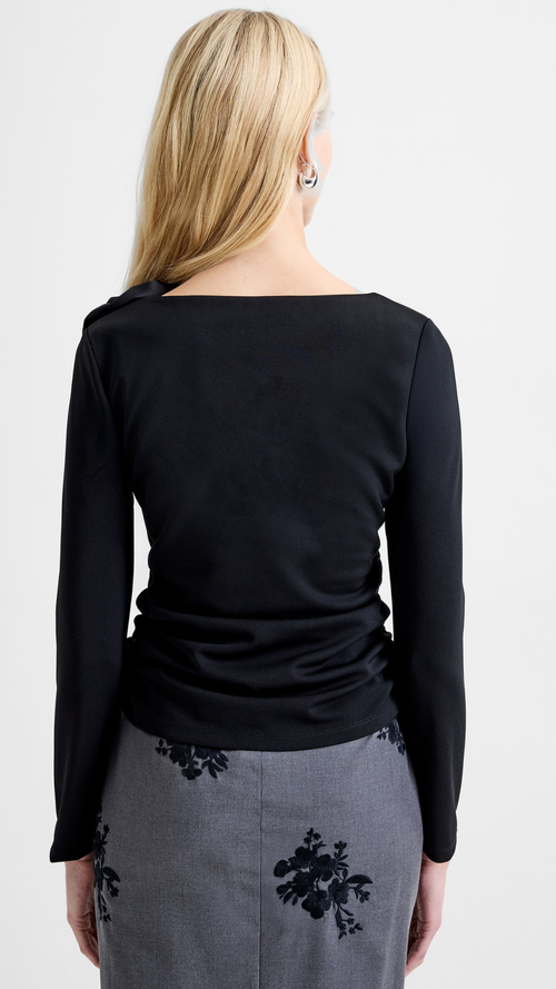 Valetta Jersey Long Sleeve Rosette Top
