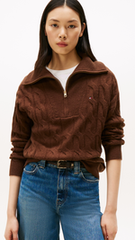 Cable Knit Soft Wool Half Zip Jumper