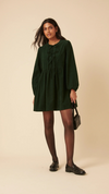Green Embroidered Tie-front Cord Eden Mini Dress