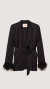 Satin Blazer with Feathers