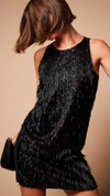 Short dress with sequin fringes