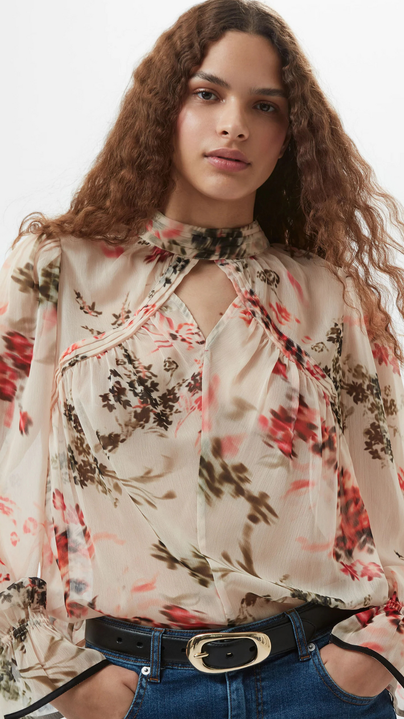 Hallie Crinkle Contrast Floral Top