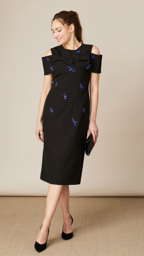 Pheobe- Bow Shoulder Beaded Dress
