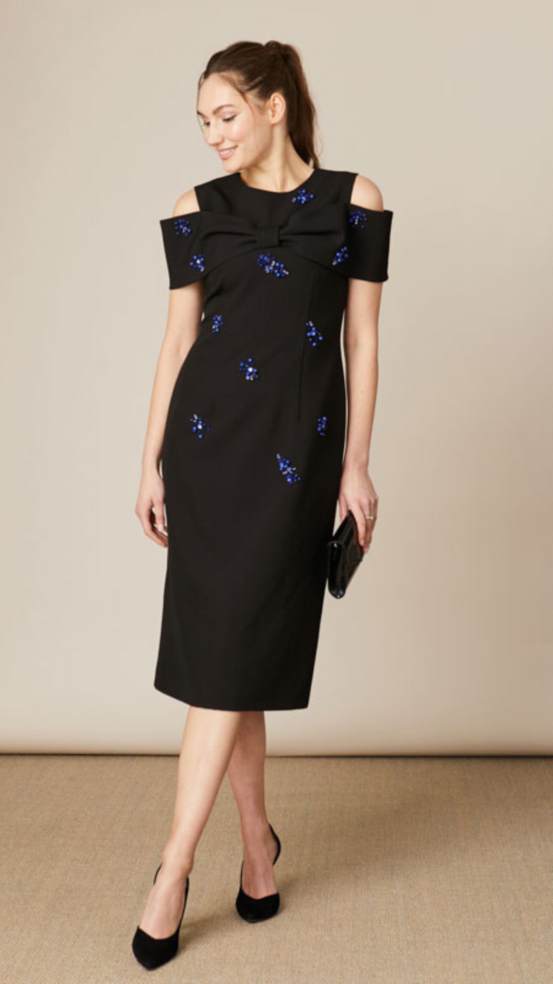 Pheobe- Bow Shoulder Beaded Dress
