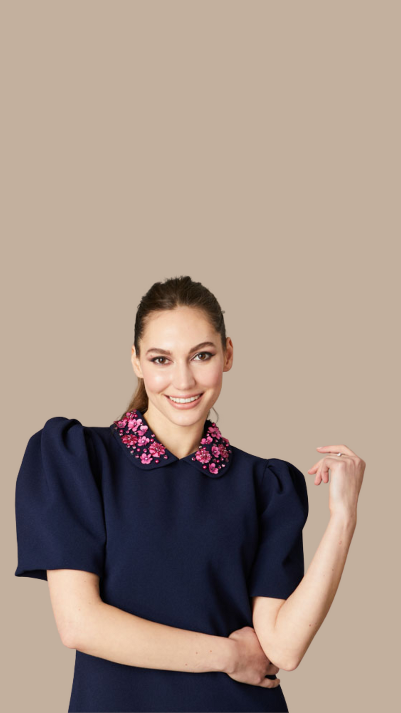 Sabrina- Collar Dress with Puff Sleeve