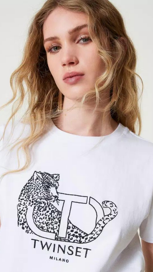 T-Shirt with Logo Embroidery and Jaguar