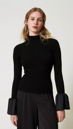 Fitted Jumper with Satin Ruffles