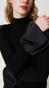 Fitted Jumper with Satin Ruffles