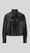 Leather Blouse With Bow Detail