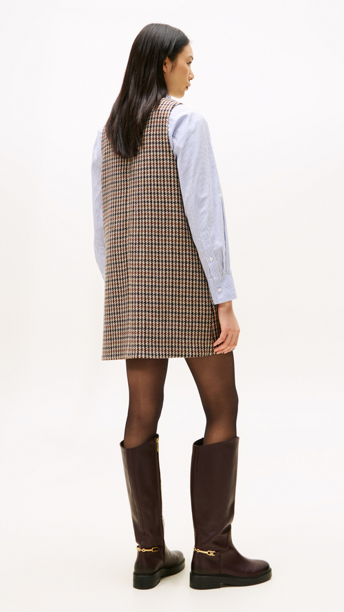 Heritage Check Wool V-Neck Mini Shift Dress