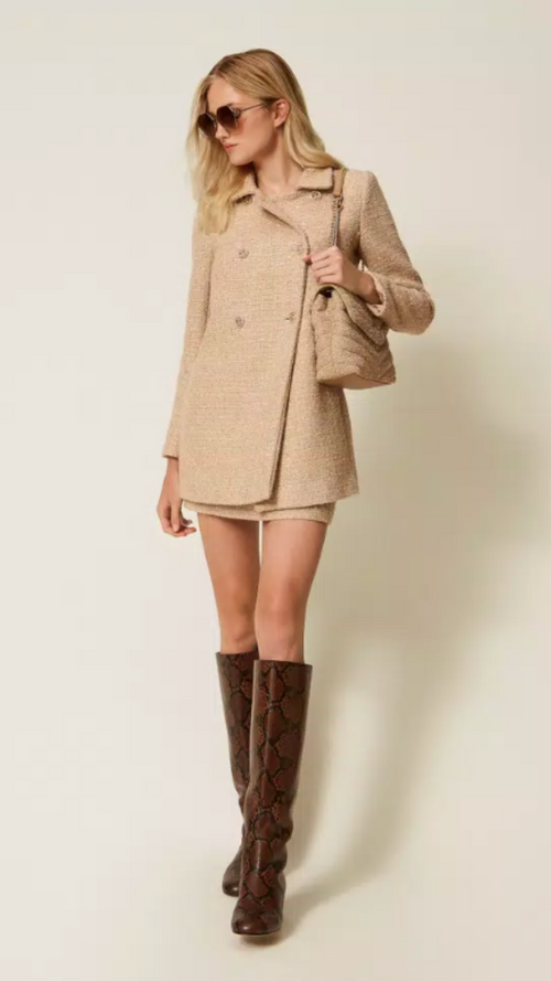 Bouclé coat with sequins