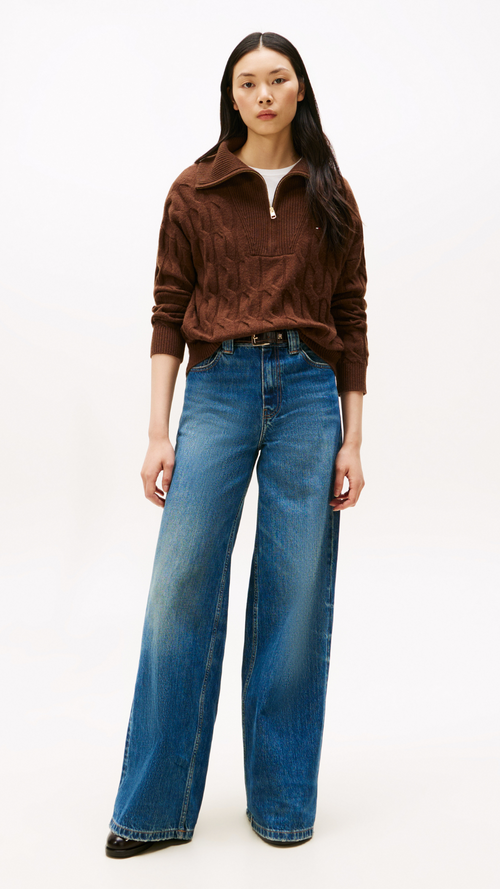 Cable Knit Soft Wool Half Zip Jumper