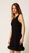 Short knit dress with organza
