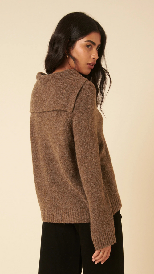 Brown Sailor Collar Relaxed Jumper