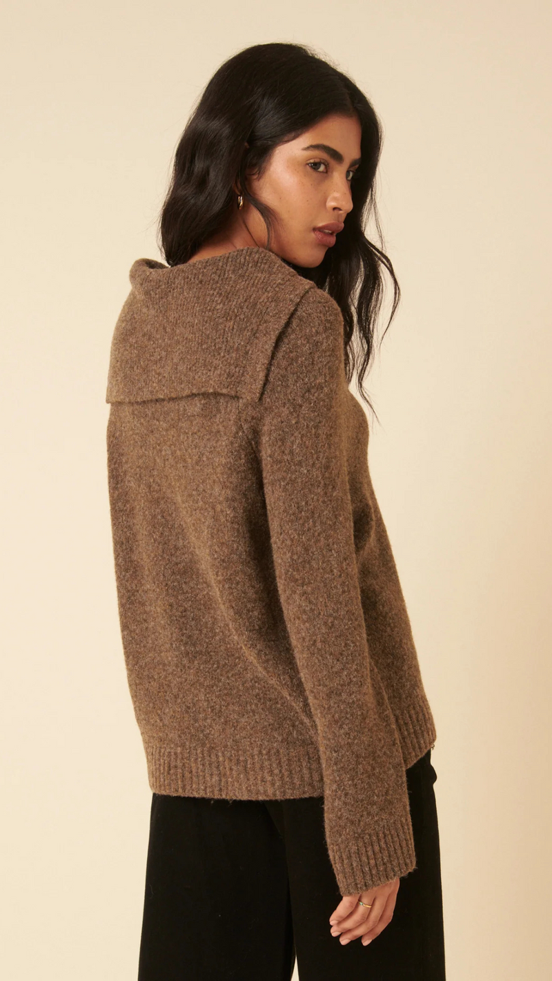 Brown Sailor Collar Relaxed Jumper