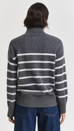 Striped Superfine Lambswool Turtleneck Sweater