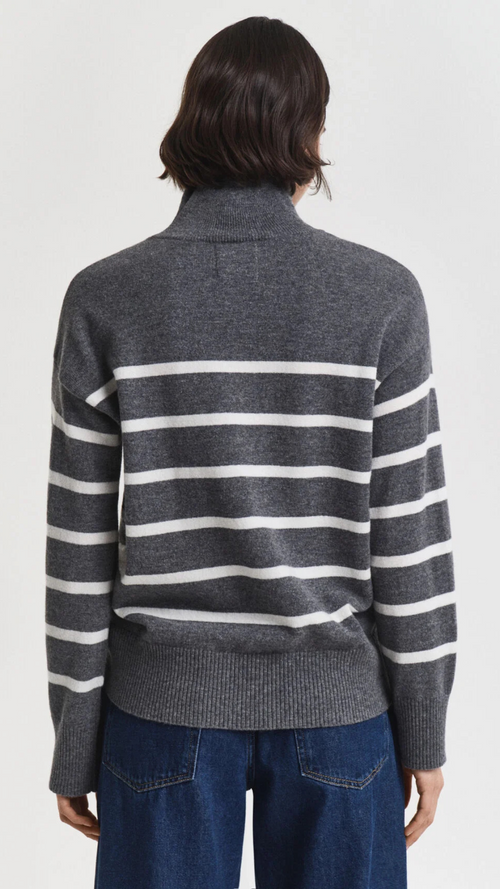 Striped Superfine Lambswool Turtleneck Sweater