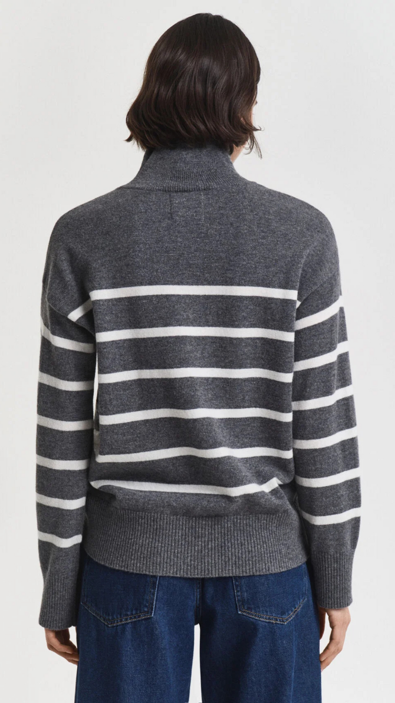 Striped Superfine Lambswool Turtleneck Sweater