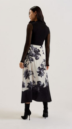 Selnaa Mesh Top Printed Skirt Midi Dress