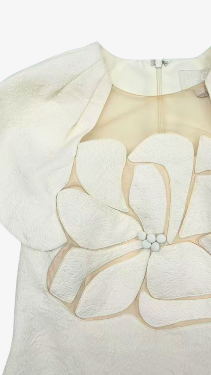 Chloe- Flower Dress with Mesh Neckline