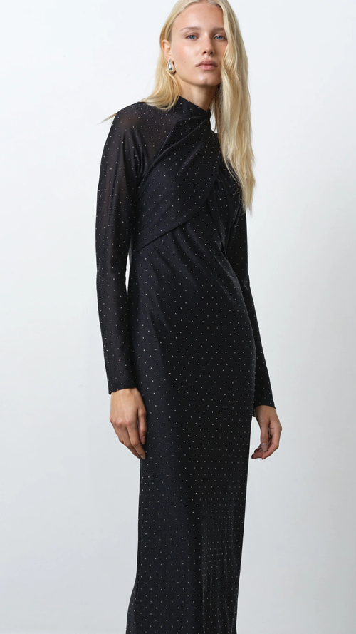 Shosana Hotfix Diamante Wrapover Midi Dress