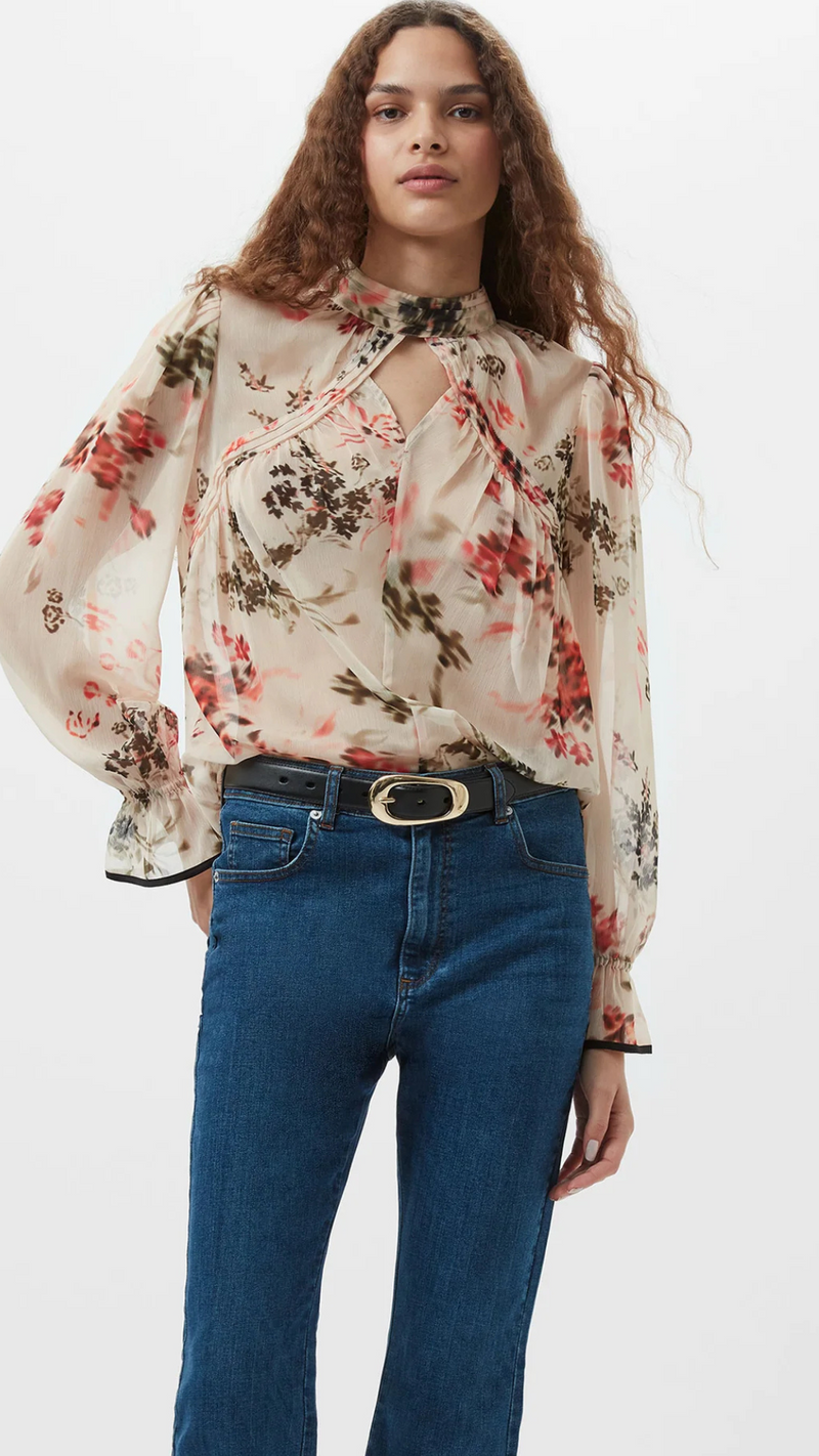 Hallie Crinkle Contrast Floral Top