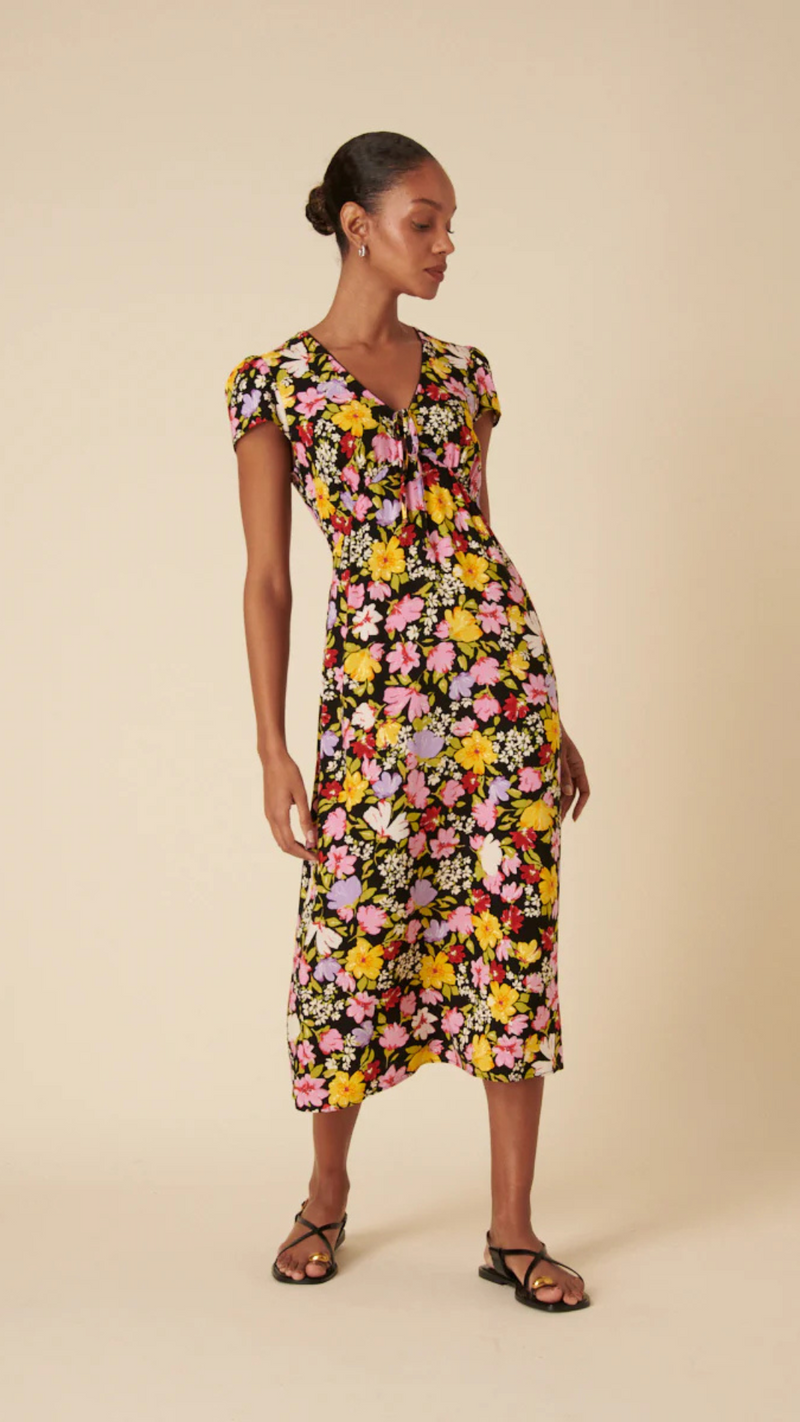 Black Floral Billie Midi Dress