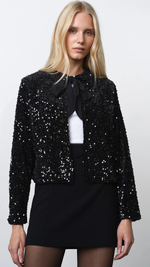 Monet Sequin Bow Tie Cardigan